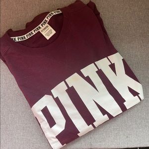 Victoria Secret Pink Maroon Crewneck Sweatshirt